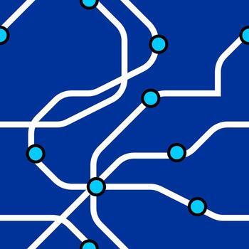 resumen tecnología modelo con curvo blanco líneas y cian nodos en azul fondo, ideal para digital, ai, y codificación temas vector