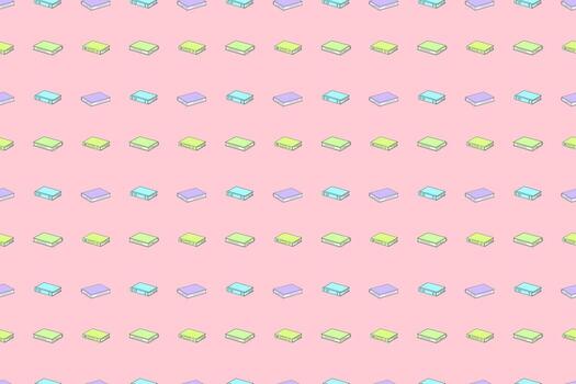 Diagonal pattern of pastel books on pink background, playful and clean. Ideal for school design, kids learning, reading themes, and creative education projects. vector