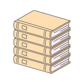 Stack of beige hardcover books with clean spine labels and minimal shading, perfect for academic visuals, school branding, and educational design themes. vector
