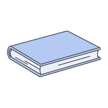 cerrado ligero azul libro con limpiar líneas y angular vista, Perfecto para colegio marca, leyendo efectos visuales, académico temas, y minimalista educativo contenido. vector