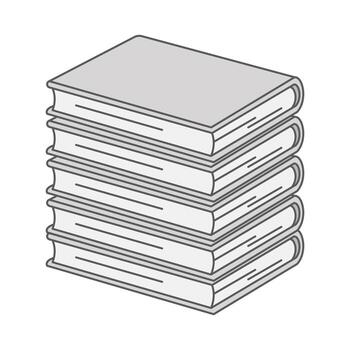 Stack of grayscale hardcover books with clean lines and neutral tones, ideal for academic visuals, school branding, reading themes, and minimalist design. vector