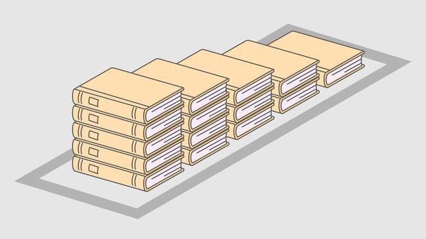 Organized stack of tan books in clean layout, symbolizing education, discipline, and personal growth. Ideal for academic themes or success driven visuals. vector