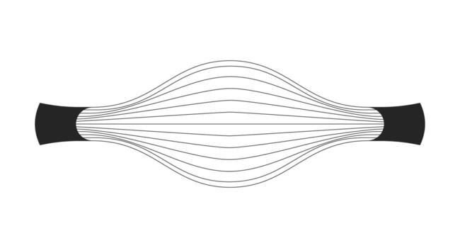Human muscle in contracted widened state outline illustration. Fiber tendon attachment. Soft tissue. Medical diagram. Muscular system 2D line object isolated on white. Monochrome linear image vector
