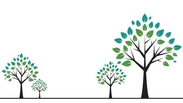 un grupo de arboles con hojas en ellos vector