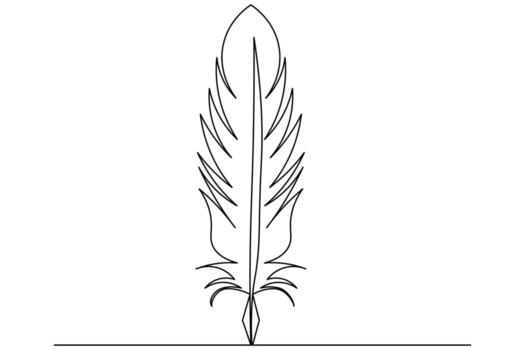 continuo línea minimalista diseño de un pájaro pluma vector