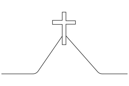 Continuous one line drawing of cross symbol minimal art vector