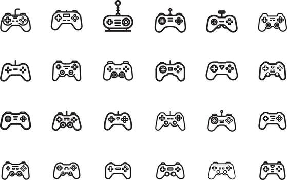 colección de minimalista juego controlador íconos representando diverso diseños vector