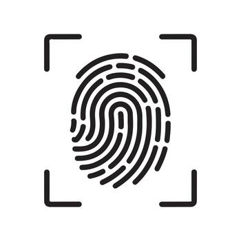 huella dactilar carné de identidad escanear biométrico acceso autenticación icono vector