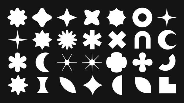 Set of Various White Geometric and Abstract Shapes vector