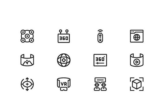 Minimal AR VR Device Icons with Smooth Outline Artwork Ideal for User Interfaces, Software Development, and Creative vector