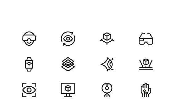 avanzado Arkansas vr línea icono colección presentando moderno minimalista estilo y profesional único diseños para aumentado realidad y virtual mundos vector