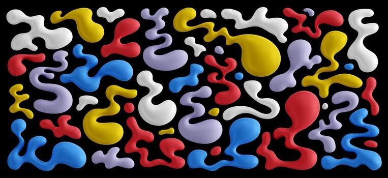 Liquid 3D shape. Glossy three-dimensional abstract graphic elements vector