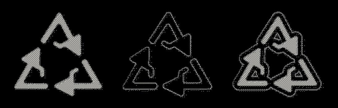 Dither Y2K triangular trash bin icon. Bitmap recycling elements for design. Set of pixel elements vector