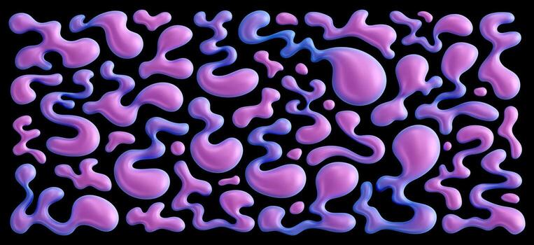 Liquid colorful 3D shape. Gradient glossy three-dimensional abstract graphic elements vector