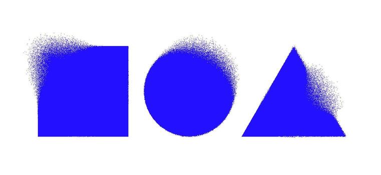 Disintegration effect frame. Broken background debris, explosion with splatter particles and shattered object shape set vector