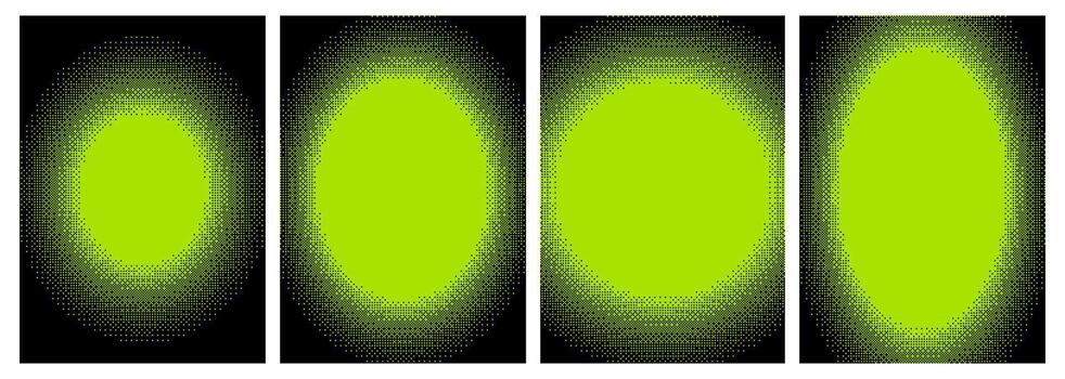 Radial pixel backgrounds with dither bitmap effect. Neon green square gradients for abstract poster or brutalist layout vector