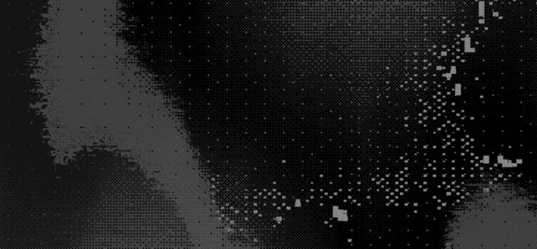 Abstract bitmap glitch grunge texture. Dark retro VHS screen with flickering. Old analog TV with pixel dither effect. Waving background vector