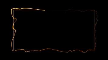 ardiente rectangular marco con dentado bordes fuego rectángulo video