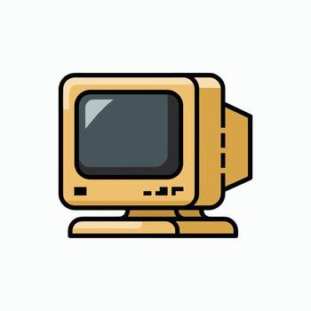 Minimalist Flat Design of a Retro Desktop Display vector