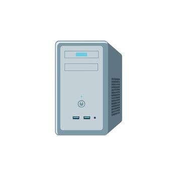Flat Style Office Computer Tower on White Background vector