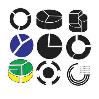 Set of Pie Chart and Infographic Icons Data Analysis, Statistics, and Business Report Design vector