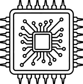 negro y blanco UPC chip ilustración con detallado circuitería y conexión puntos vector