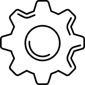 A minimalist black and white gear icon, representing teamwork, efficiency, and industrial concepts. Perfect for web design, logos, and technical illustrations vector