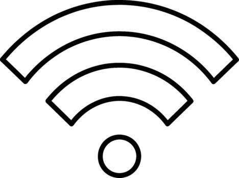 Simple Wi-Fi signal icon created in a minimalist line art style. A clean outline illustration representing wireless internet and digital technology connection vector