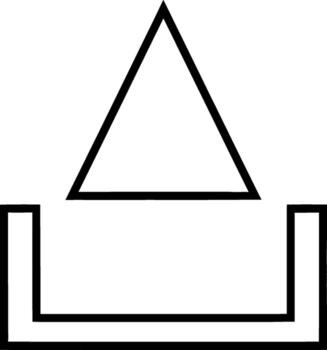 Geometric Minimalism A Study in Shapes. The design features a simple triangle above a stylized, open-top rectangle, highlighting form and space vector