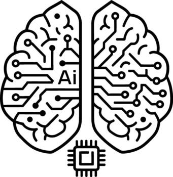 Digital Brain Concept Representing Artificial Intelligence and Neural Networks with Circuitry and a Microchip Illustration vector