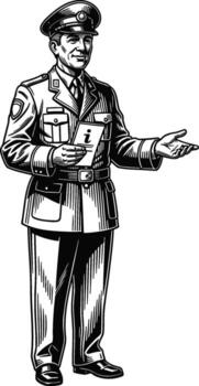Friendly Information Officer A Helpful Guide Ready to Serve and Assist with His Knowledge and Expertise, Isolated on White vector