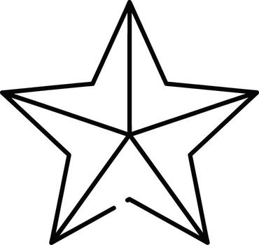 A minimalist five-pointed star drawn with black contour lines. Simple geometric line art symbol, isolated illustration graphic design element vector