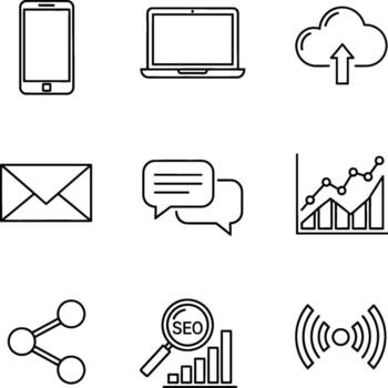 conectividad y datos un moderno línea Arte representación de digital esenciales para comunicación y Progreso vector
