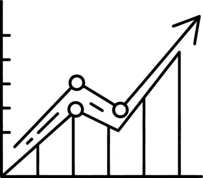 minimalista línea Arte ilustración presentando un tendencia alcista negocio grafico, simbolizando estable crecimiento, financiero progreso, y mercado éxito vía claro datos visualización vector