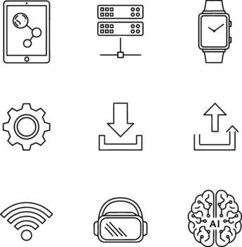 diverso tecnología íconos ai, realidad virtual, nube, y más para web diseño y aplicación interfaces vector