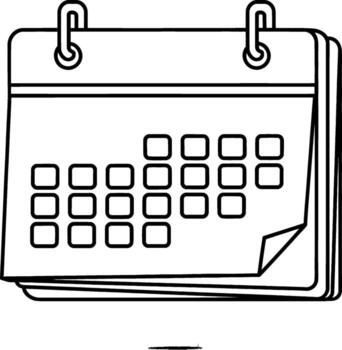 A simple black and white line art illustration of a calendar, showing the days of the month, perfect for scheduling and organizing activities vector