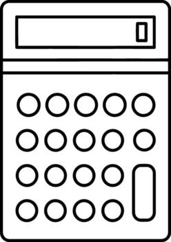 A simple black and white line art illustration of a calculator, perfect for educational or business-related content, showcasing its basic design and functionality vector