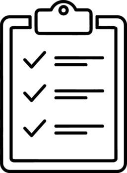 limpiar línea Arte ilustración de un portapapeles con un terminado Lista de Verificación, simbolizando eficiente tarea gestión, exitoso proyecto terminación, y organizado flujo de trabajo vector