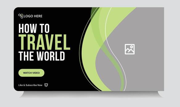 Trendy youtube tutorial thumbnail banner template design, travel guide eps thumbnail banner design vector