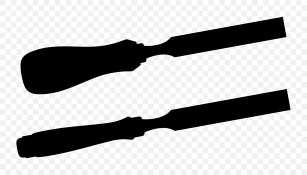cincel, carpintería mano herramientas para carpintería y madera tallado. estar para trabajando con madera. cincel aislado en transparente antecedentes. negro silueta icono, ilustración. vector