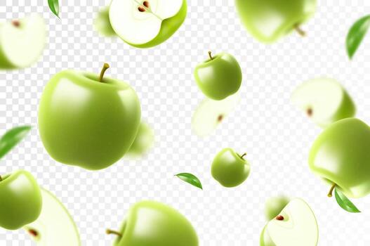 Green apples and slices vector