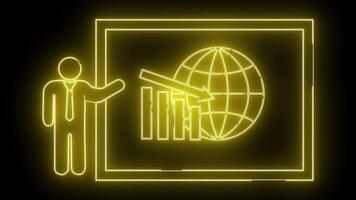 neón presentación persona puntos a mundo globo declinante gráfico en pantalla video