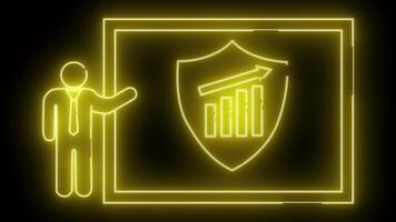gul neon översikt man pekande till en Graf på en skydda inuti en rektangel på en svart bakgrund video
