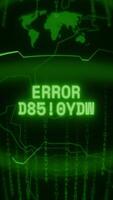 velho verde vertical retro crt tela mostrando texto erro detectou aparecendo dentro aleatória falha e pescando estilo video