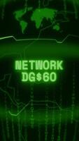 Old green Vertical Retro CRT screen showing text NETWORK READY appearing in random glitch and Haking style video