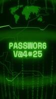 alt Grün Vertikale retro crt Bildschirm zeigen Text Passwort Bruch erscheint im zufällig Panne und hacken Stil video