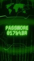 velho verde vertical retro crt tela mostrando texto senha tentativa aparecendo dentro aleatória falha e pescando estilo video