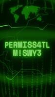 Old green Vertical Retro CRT screen showing text PERMISSION DENIED appearing in random glitch and Haking style video