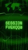 Old green Vertical Retro CRT screen showing text SESSION EXPIRED appearing in random glitch and Haking style video