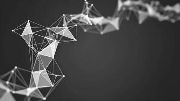 abstrakt plexus bakgrund med geometrisk former och mörk grå bakgrund, perfekt för vetenskap, teknologi och trogen design begrepp 4k video